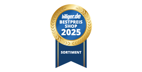 Das blau-goldene billiger.de Bestpreissiegel 2025