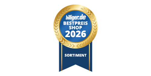 Das blau-goldene billiger.de Bestpreissiegel 2026